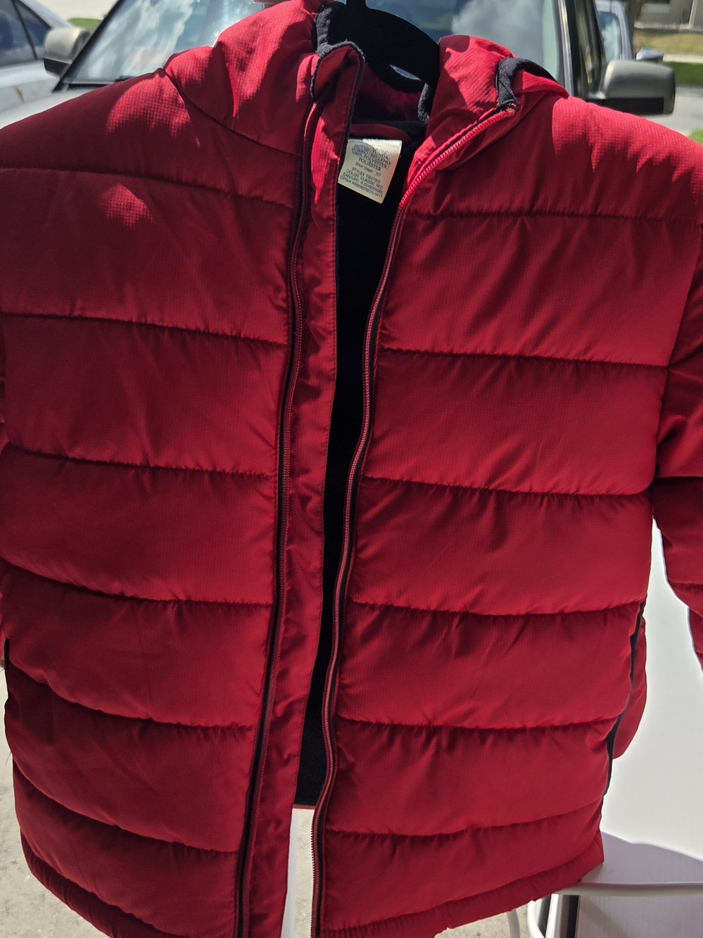 Faded Glory Red Quilted Puffer Jacket with Hood